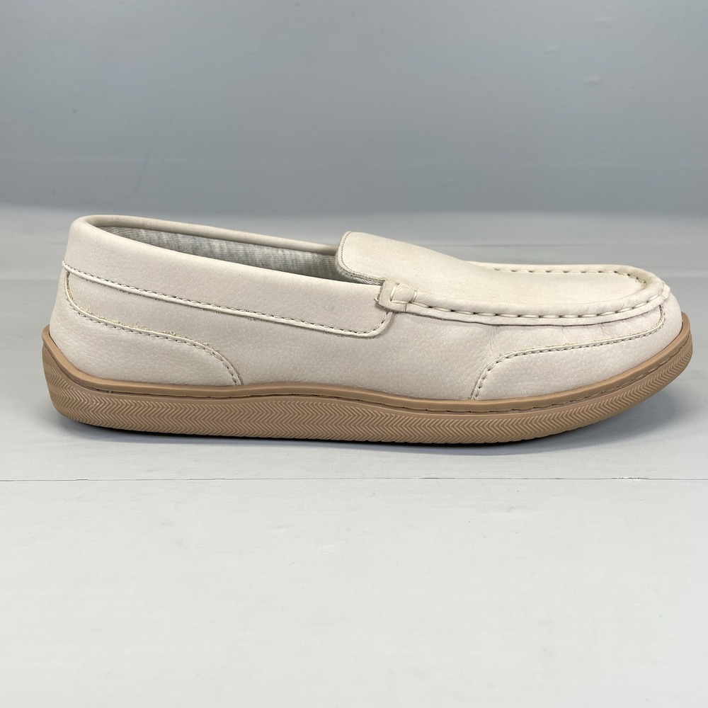 My Slippers Moccasins Womens Size 10 Beige Leather Slip On Comfort Casual Shoes
